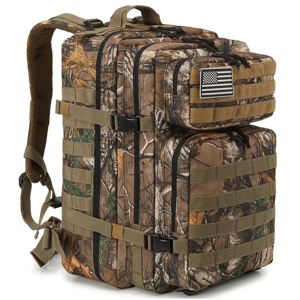45L Outdoor Tactical Backpack with Molle System tree-camo by HitMyNeed