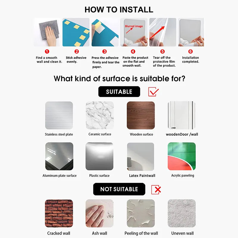 45pcs Hexagon Acrylic Mirror Wall Stickers Set by HitMyNeed