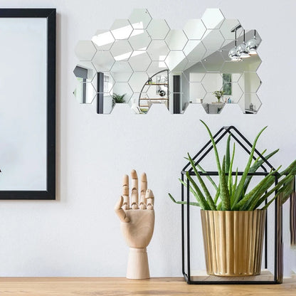 45pcs Hexagon Acrylic Mirror Wall Stickers Set by HitMyNeed