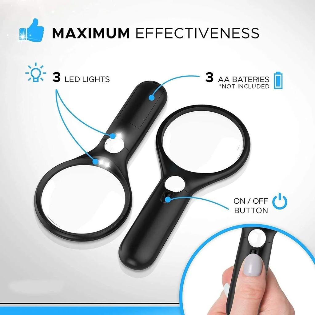 45X / 3X LED Handheld Magnifying Glass Loupe by HitMyNeed
