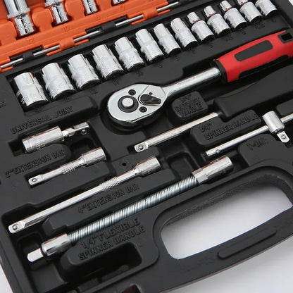 46-Piece 1/4" Car Repair Socket & Ratchet Tool Kit by HitMyNeed