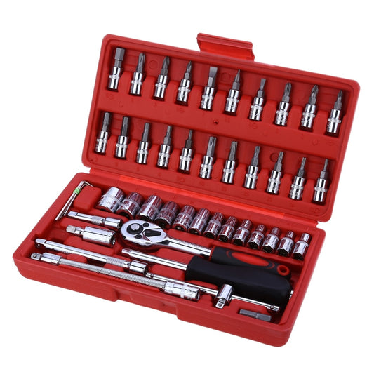 46-Piece 1/4" Drive Socket Wrench Tool Kit by HitMyNeed