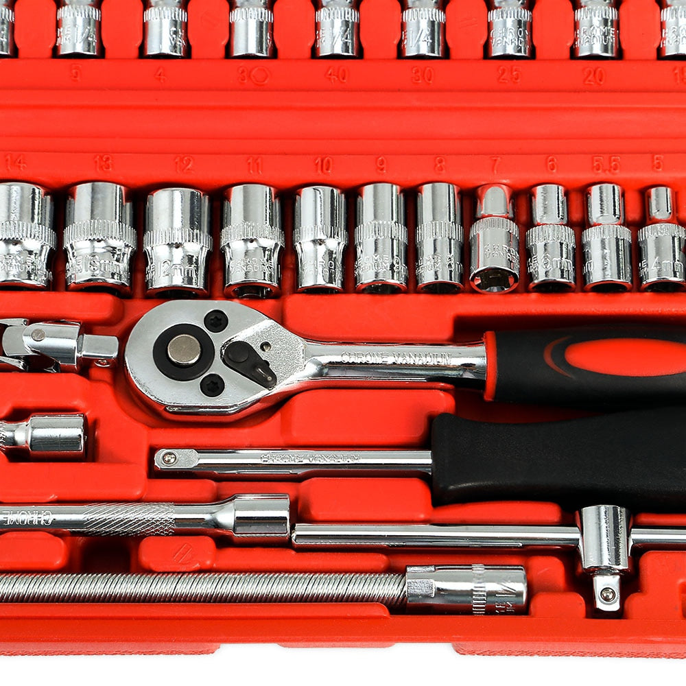 46-Piece 1/4" Drive Socket Wrench Tool Kit by HitMyNeed