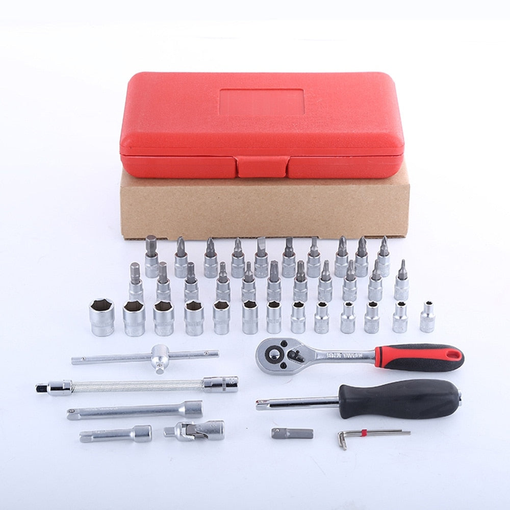 46-Piece 1/4" Drive Socket Wrench Tool Kit by HitMyNeed
