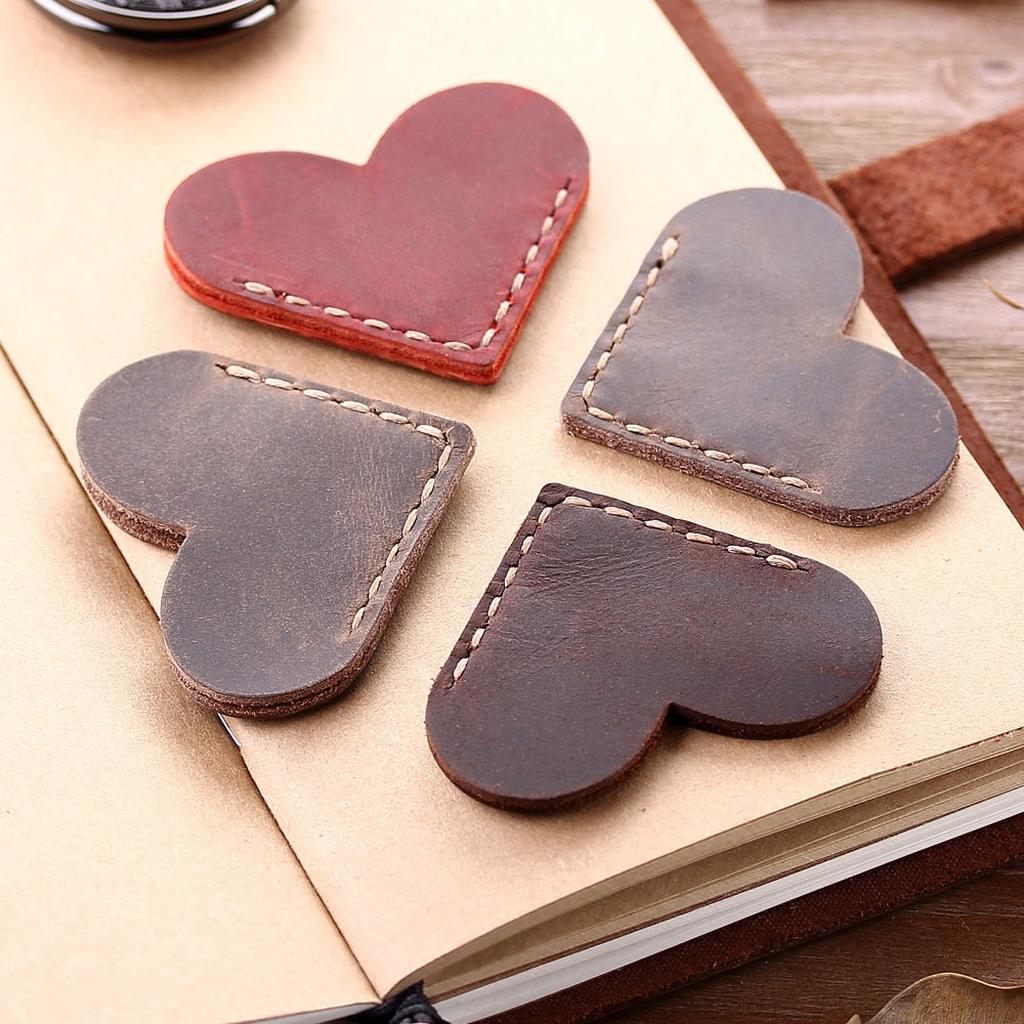 Leather Corner Bookmark Heart Page Marker