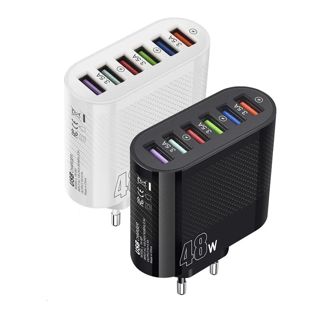 48W 6-Port USB Wall Charger with QC3.0 Fast Charging by HitMyNeed