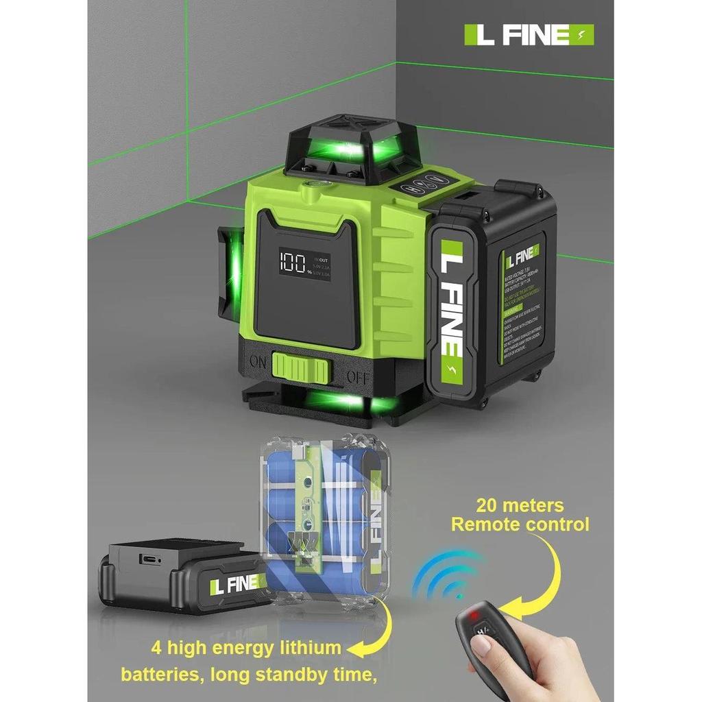 4D 16-Line 360° Self-Leveling Laser Level with Remote by HitMyNeed