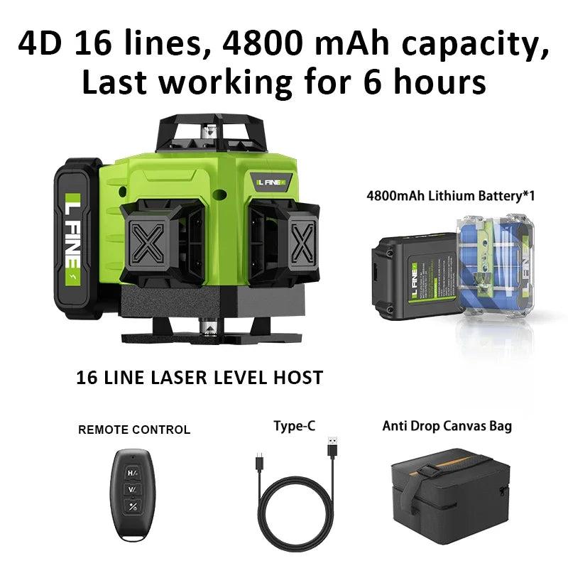 4D 16-Line 360° Self-Leveling Laser Level with Remote by HitMyNeed
