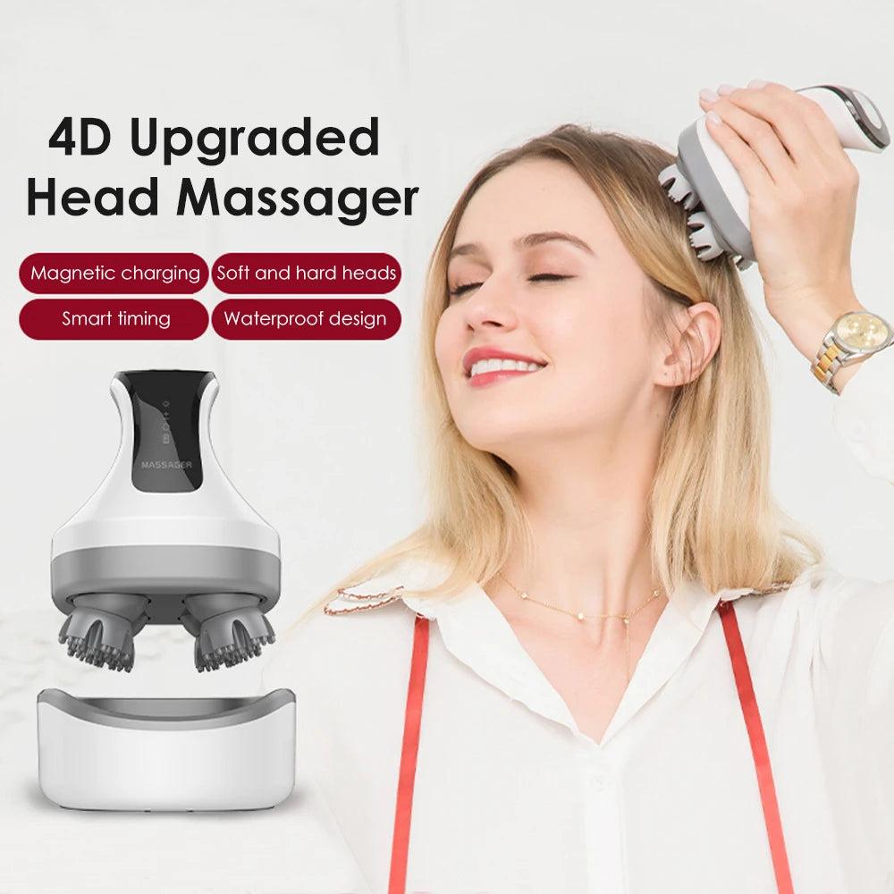 4D Electric Scalp Massager with Red & Blue LED Therapy by HitMyNeed