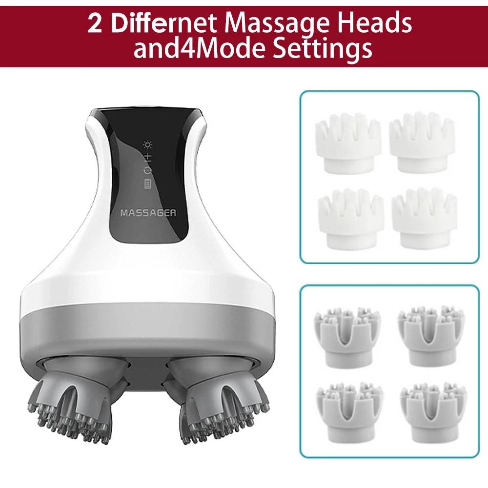 4D Electric Scalp Massager with Red & Blue LED Therapy by HitMyNeed