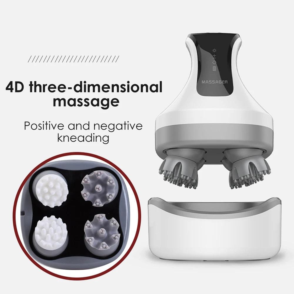 4D Electric Scalp Massager with Red & Blue LED Therapy by HitMyNeed