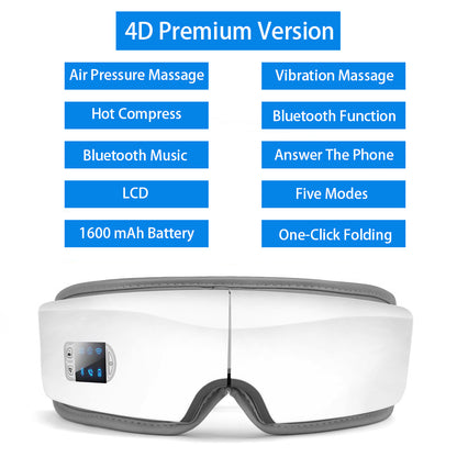 4D Heated Eye Massager with Bluetooth & Air Pressure by HitMyNeed