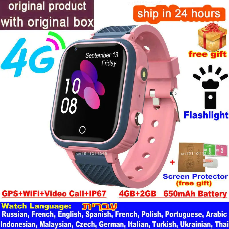 4G Kids Smartwatch with GPS, WiFi & Video Calling pink by HitMyNeed