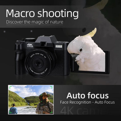 4K 48MP Vlogging Camera with 16X Zoom & Flip Screen by HitMyNeed