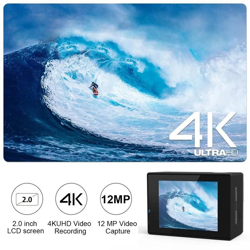 4K Action Camera with WiFi & 30m Waterproof Case by HitMyNeed
