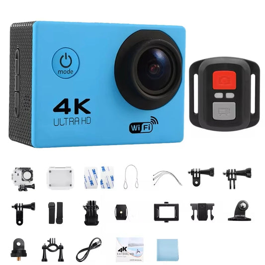 4K Action Camera with WiFi & 30m Waterproof Case blue by HitMyNeed