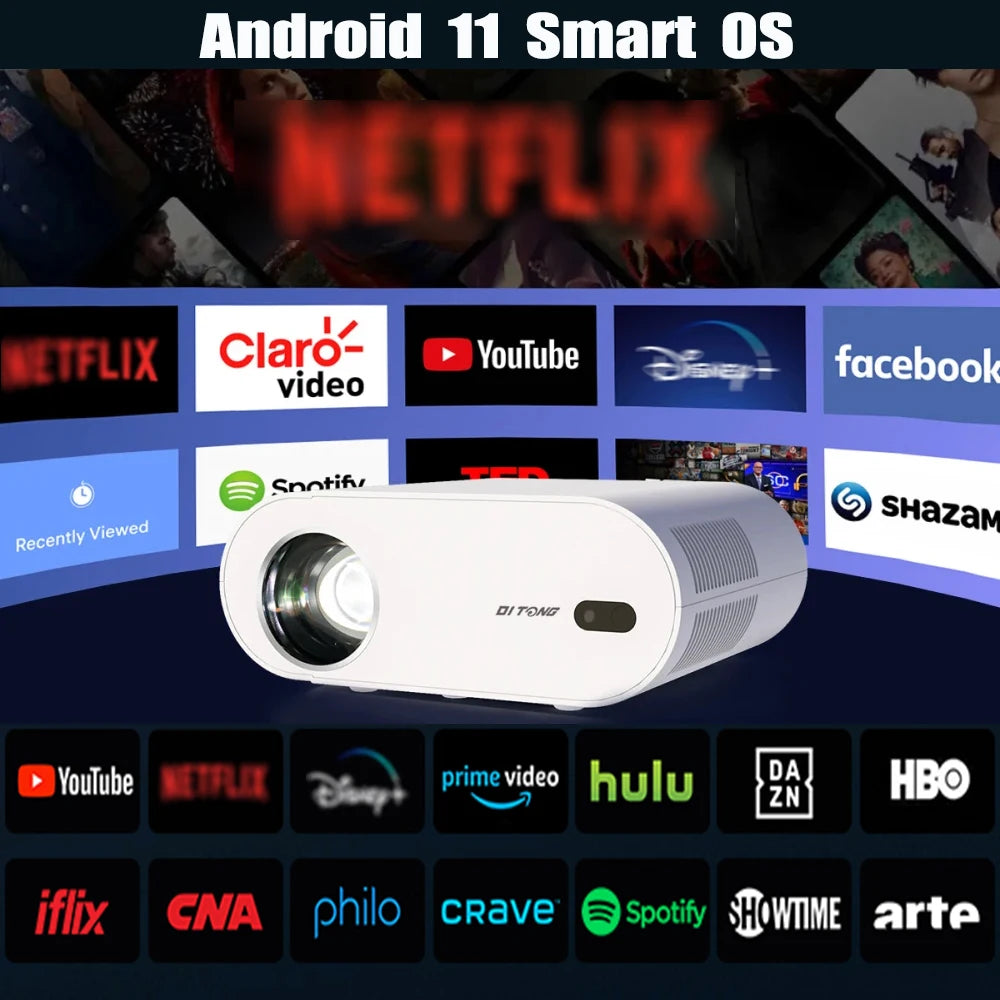 4K Android Projector with Dual WiFi 6 & Bluetooth by HitMyNeed
