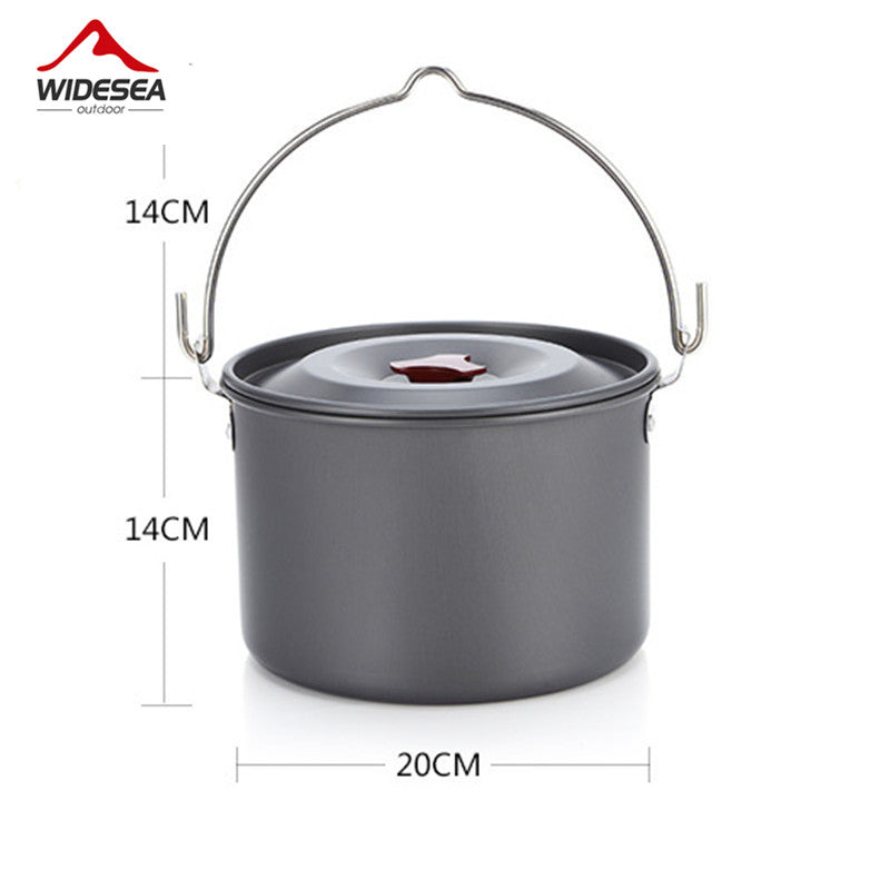 4L Hangable Aluminum Camping Pot with Mesh Bag by HitMyNeed