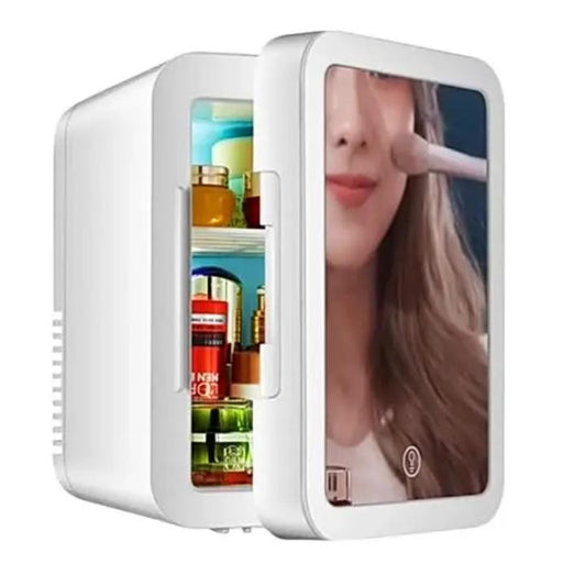 4L Mini Makeup Fridge with LED Mirror for Home & Car by HitMyNeed