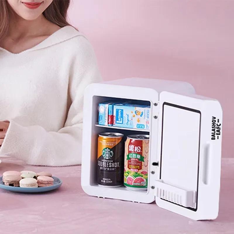 4L Mini Makeup Fridge with LED Mirror for Home & Car by HitMyNeed
