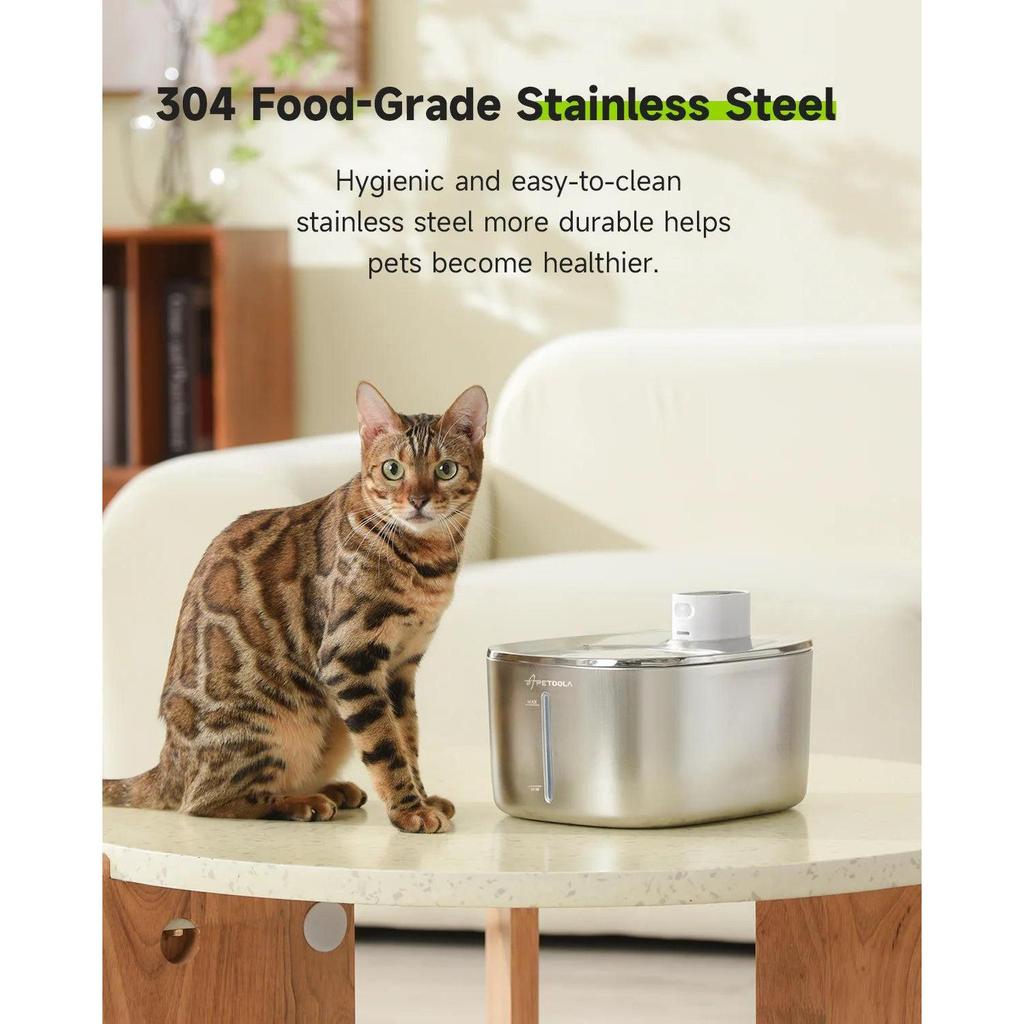4L Wireless Stainless Steel Cat & Dog Water Fountain by HitMyNeed