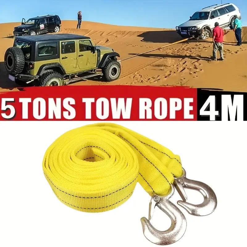 4M 5 Ton Heavy Duty Car Tow Rope with Hooks by HitMyNeed
