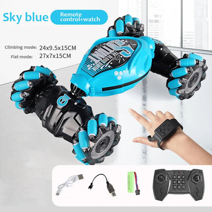 4WD RC Drift Stunt Car with LED, Music & Spray dual-control-blue by HitMyNeed