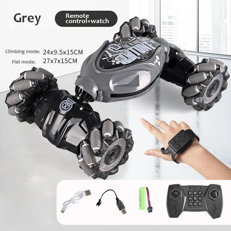4WD RC Drift Stunt Car with LED, Music & Spray dual-control-grey by HitMyNeed