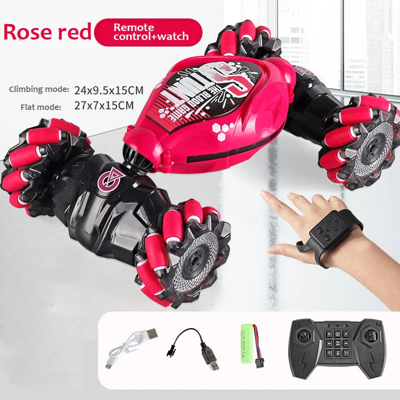 4WD RC Drift Stunt Car with LED, Music & Spray dual-control-red by HitMyNeed