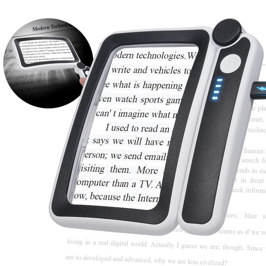 4X LED Rechargeable Handheld Reading Magnifier by HitMyNeed