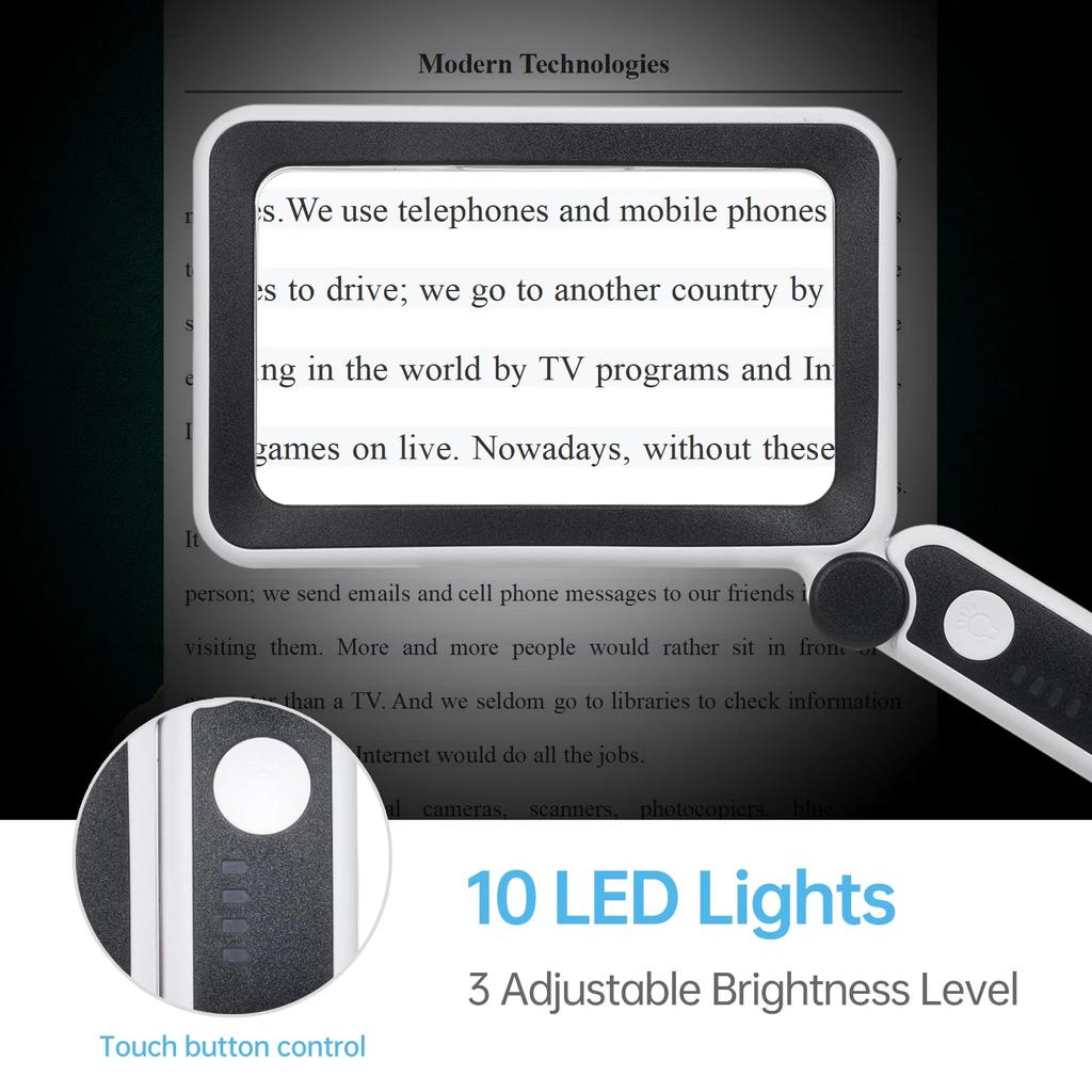 4X LED Rechargeable Handheld Reading Magnifier by HitMyNeed