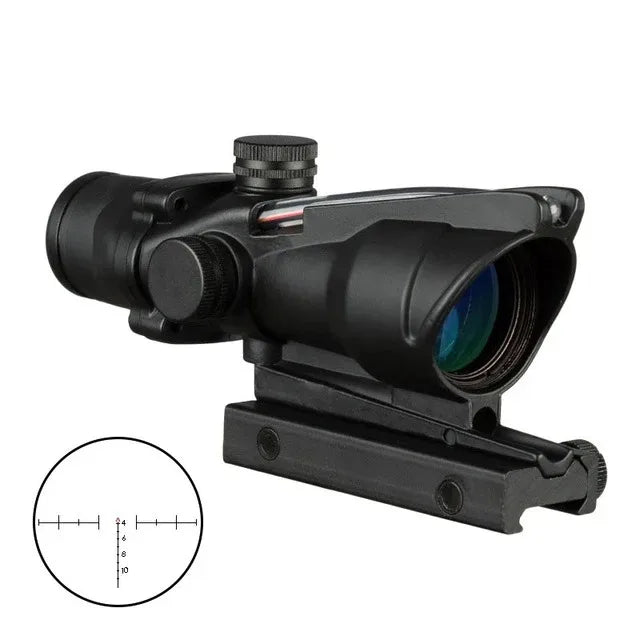 4x32 Fiber Optic Hunting Riflescope with Red/Green Dot red-chevron by HitMyNeed