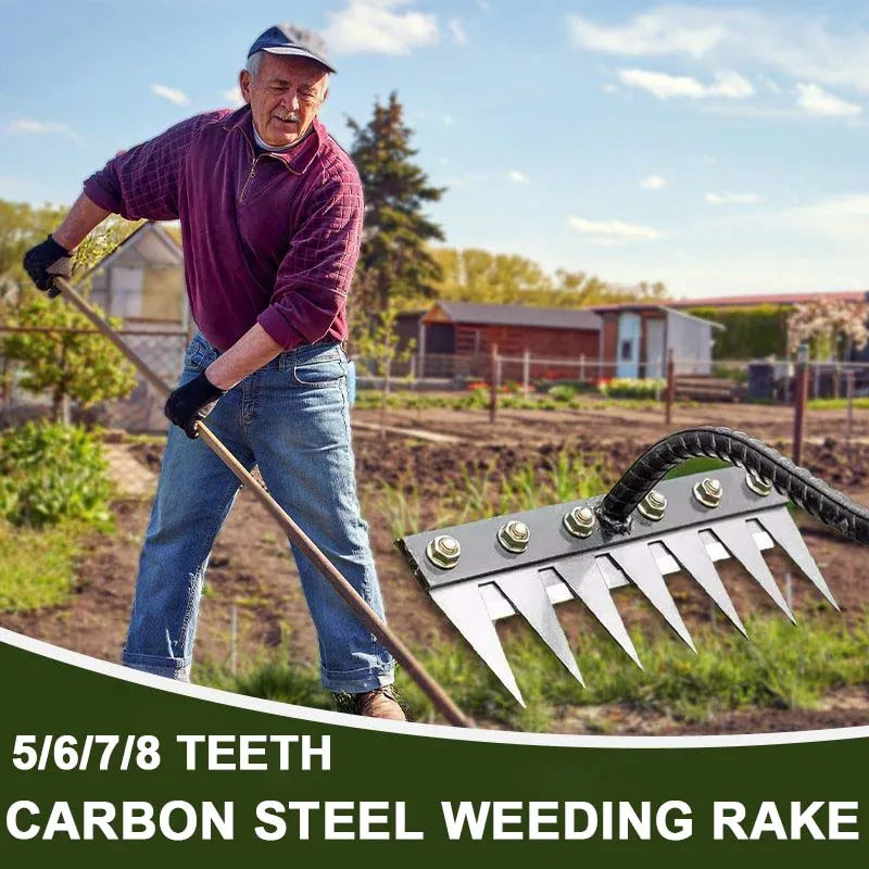 5-8 Teeth Carbon Steel Garden Hand Rake by HitMyNeed