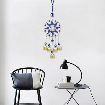 5 Bells Hanging Evil Eye Glass Wind Chime by HitMyNeed