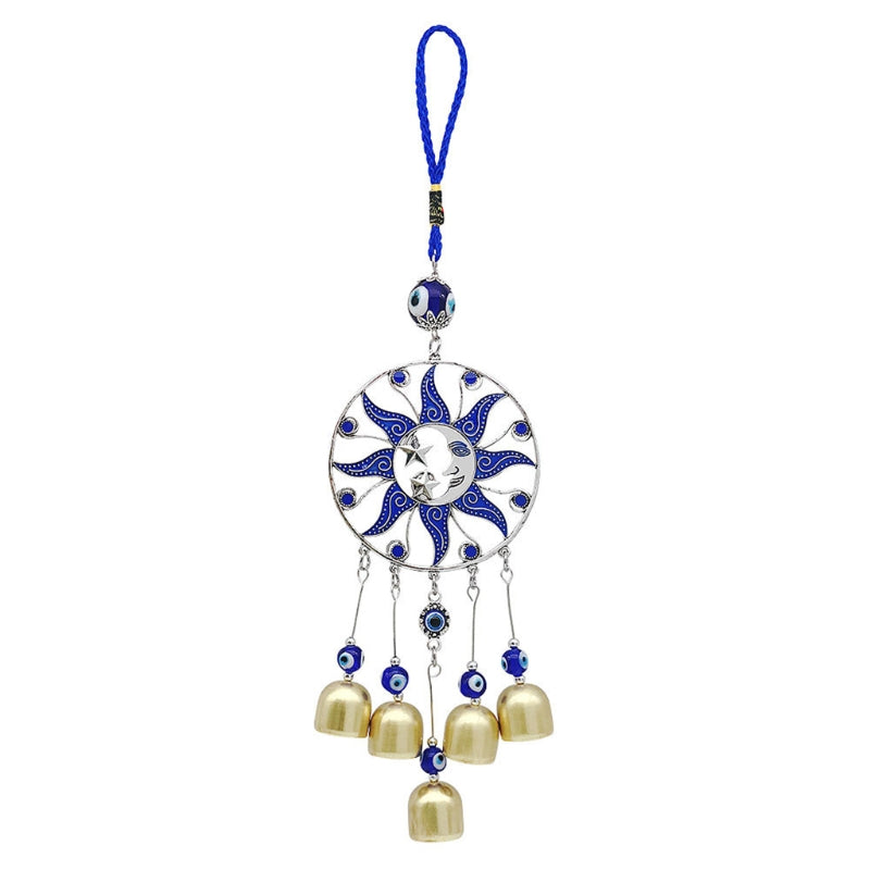 5 Bells Hanging Evil Eye Glass Wind Chime by HitMyNeed