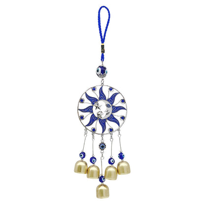 5 Bells Hanging Evil Eye Glass Wind Chime by HitMyNeed