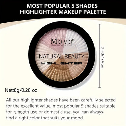 5-Color Shimmer Highlighter Powder Palette by HitMyNeed