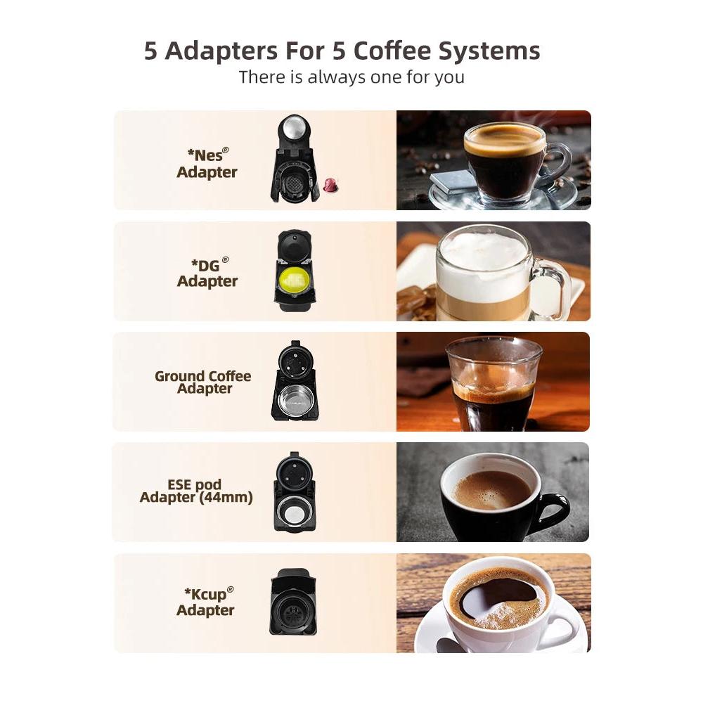 5-in-1 Capsule Coffee Machine, Hot & Cold, 20 Bar by HitMyNeed