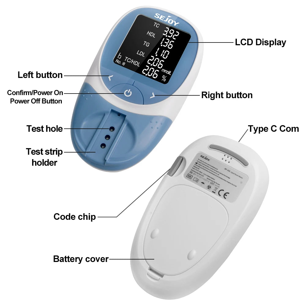 5-in-1 Lipid Meter Cholesterol & Triglyceride Analyzer by HitMyNeed
