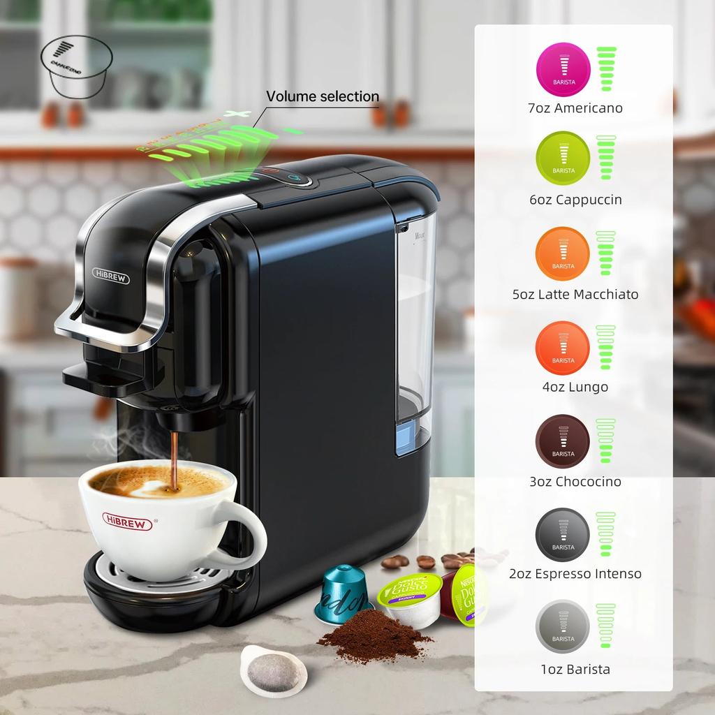 5-in-1 Multi Capsule Coffee Machine 19 Bar Hot & Cold by HitMyNeed