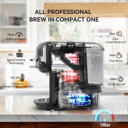 5-in-1 Multi Capsule Coffee Machine 19 Bar Hot & Cold by HitMyNeed