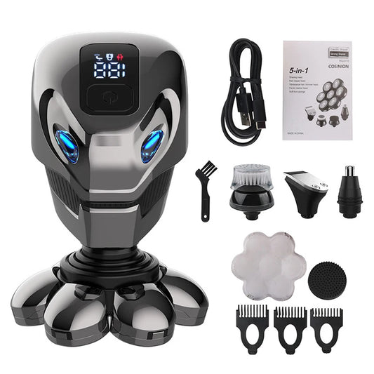 5-in-1 Rechargeable Bald Head & Beard Electric Shaver by HitMyNeed