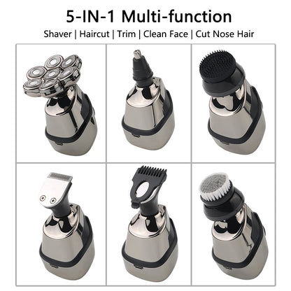 5-in-1 Rechargeable Bald Head & Beard Electric Shaver by HitMyNeed
