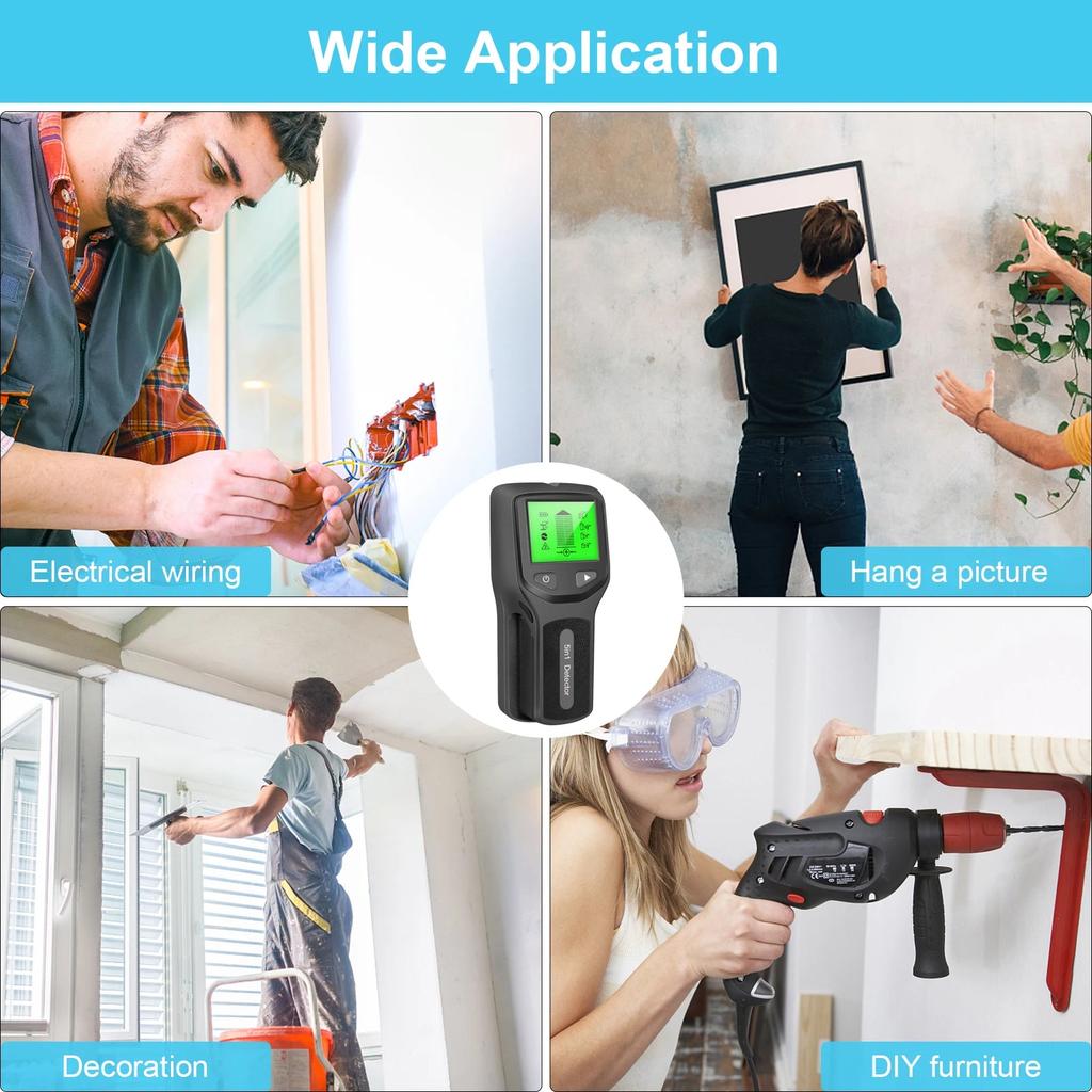 5-in-1 Wall Stud Finder, Metal & Live Wire Detector by HitMyNeed