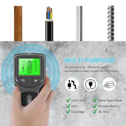 5-in-1 Wall Stud, Metal & Live Wire Detector by HitMyNeed