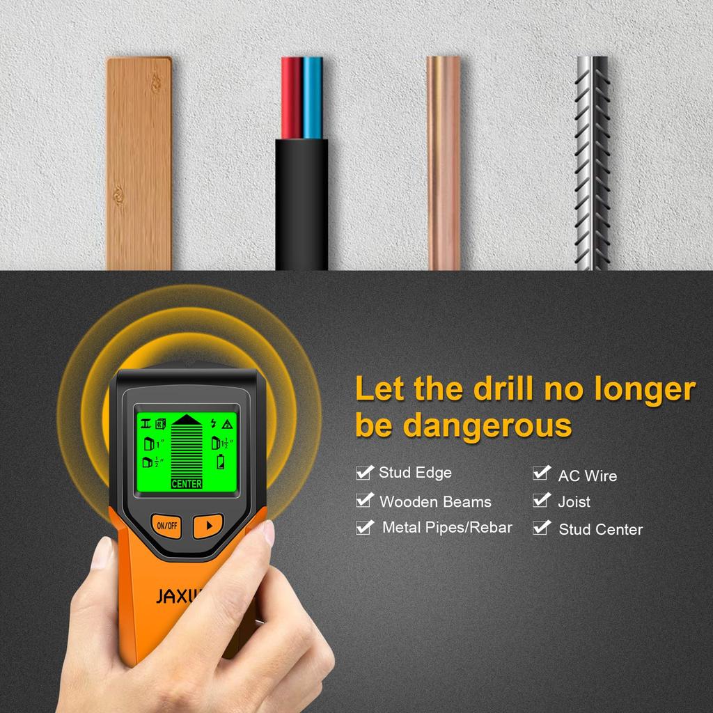 5-in-1 Wall Stud, Metal & Live Wire Detector by HitMyNeed