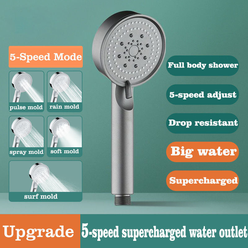 5-Mode Adjustable High-Pressure Water-Saving Shower Head grey by HitMyNeed
