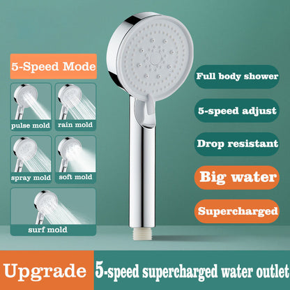 5-Mode Adjustable High-Pressure Water-Saving Shower Head sliver by HitMyNeed