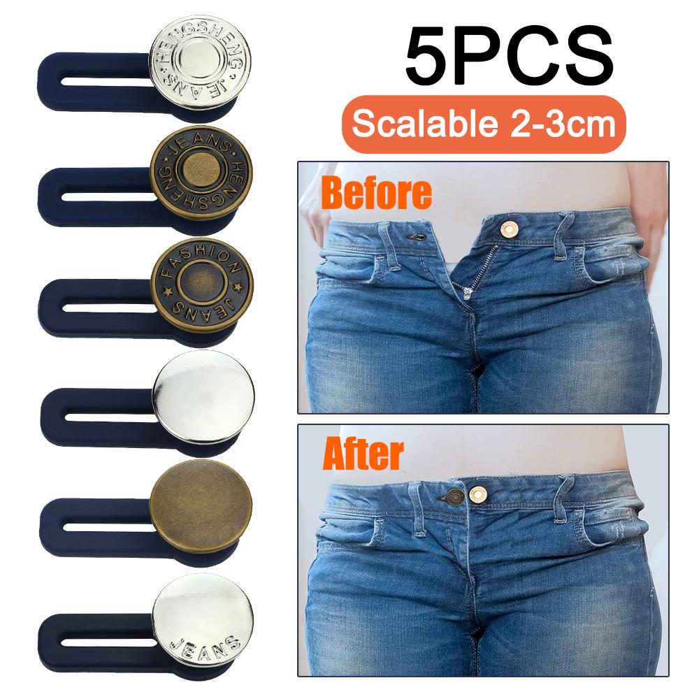 5-Pack Adjustable Metal Waistband Button Extenders by HitMyNeed