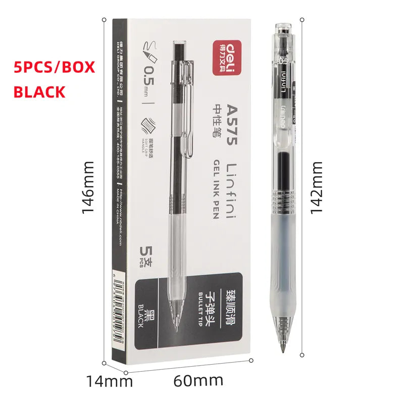 5-Pack Retractable 0.5 mm Gel Pens with Refills retractable-black by HitMyNeed
